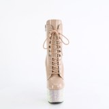 BEJ-1020-7 - 18 cm bottine talon haut femme pleaser strass beige