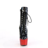 BEJ-1020-7 - 18 cm bottine talon haut femme pleaser strass noir rouge