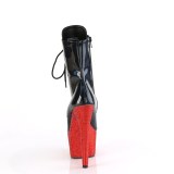 BEJ-1020-7 - 18 cm bottine talon haut femme pleaser strass noir rouge