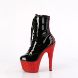 BEJ-1020FH-7 - 18 cm bottine talon haut femme pleaser strass noir rouge