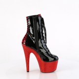 BEJ-1020FH-7 - 18 cm bottine talon haut femme pleaser strass noir rouge