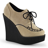 Beige Similicuir CREEPER-302 chaussures creepers compensées