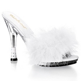 Blanc 12,5 cm GLITZY-501-8 plumes de marabout Mules Chaussures
