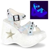 Blanc 13 cm Demonia DYNAMITE-02 sandales lolita talons compenses