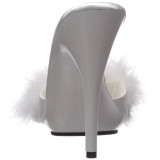 Blanc 13 cm POISE-501F plumes de marabout Mules Chaussures