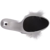 Blanc 13 cm POISE-501F plumes de marabout Mules Chaussures