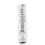 Blanc 15,5 cm BLONDIE-R-1020 bottines  plateforme lacets talon en verni