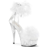 Blanc 15 cm DELIGHT-624F sandales à talons hauts et plumes pole dance