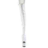 Blanc 18 cm ADORE-3011HWR Hologramme plateforme bottes cuissardes bout ouvert