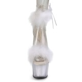 Blanc 18 cm ADORE-724F sandales à talons hauts et plumes pole dance