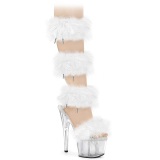 Blanc 18 cm ADORE-728F sandales  talons hauts et plumes pole dance