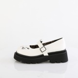 Blanc 6,5 cm RENEGADE-56 emo chaussures mary jane  boucles