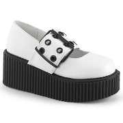 Blanc 7,5 cm CREEPER-230 maryjane creepers chaussures boucle large