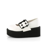Blanc 7,5 cm CREEPER-230 maryjane creepers chaussures boucle large