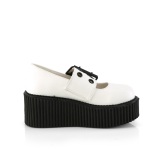 Blanc 7,5 cm CREEPER-230 maryjane creepers chaussures boucle large