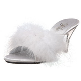 Blanc 8 cm BELLE-301F plumes de marabout Mules Chaussures