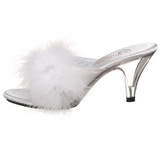 Blanc 8 cm BELLE-301F plumes de marabout Mules Chaussures