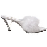 Blanc 8 cm BELLE-301F plumes de marabout Mules Chaussures