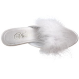 Blanc 8 cm BELLE-301F plumes de marabout Mules Chaussures