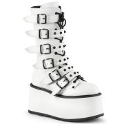 Blanc 9 cm DAMNED-225 plateformes bottes  boucles pour femmes