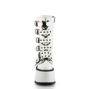 Blanc 9 cm DAMNED-225 plateformes bottes  boucles pour femmes