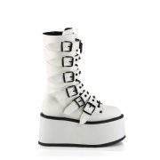Blanc 9 cm DAMNED-225 plateformes bottes  boucles pour femmes