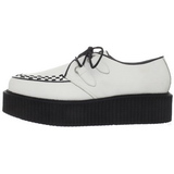 Blanc Cuir 5 cm CREEPER-402 Chaussures Creepers Hommes Plateforme