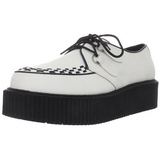Blanc Cuir 5 cm CREEPER-402 Chaussures Creepers Hommes Plateforme