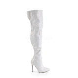 Blanc Glitter 13 cm COURTLY-3015 bottes cuissardes pleaser