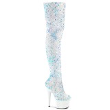 Blanc Paillettes 20 cm ADORE-3020 bottes overknee plateforme de pole dance