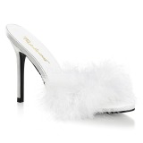 Blanc Plumes 10 cm CLASSIQUE-01F Chaussures Mules pour Hommes