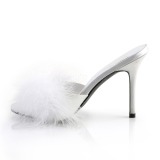 Blanc Plumes 10 cm CLASSIQUE-01F Chaussures Mules pour Hommes