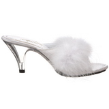 Blanc Plumes 8 cm BELLE-301F Chaussures Mules pour Hommes