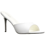 Blanc Similicuir 10 cm CLASSIQUE-01 grande taille mules femmes