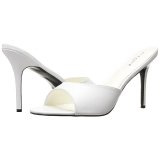 Blanc Similicuir 10 cm CLASSIQUE-01 grande taille mules femmes