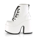 Blanc Similicuir 13 cm DEMONIA CAMEL-203 chunky bottines gothique