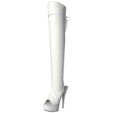 Blanc Similicuir 15 cm DELIGHT-3019 Cuissardes Bottes Plateforme