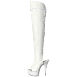 Blanc Similicuir 15 cm DELIGHT-3019 Cuissardes Bottes Plateforme