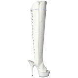 Blanc Similicuir 15 cm DELIGHT-3019 Cuissardes Bottes Plateforme