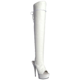 Blanc Similicuir 15 cm DELIGHT-3019 Cuissardes Bottes Plateforme