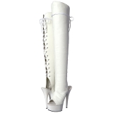 Blanc Similicuir 15 cm DELIGHT-3019 Cuissardes Bottes Plateforme