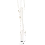 Blanc Similicuir 18 cm ADORE-700-48 talon haut avec lacets de cheville