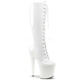 Blanc Similicuir 19 cm TABOO-2023 plateformes bottes à lacets pour femmes