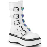 Blanc Similicuir 5 cm EMILY-330 plateformes bottes  boucles pour femmes