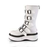 Blanc Similicuir 5 cm EMILY-330 plateformes bottes  boucles pour femmes