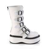 Blanc Similicuir 5 cm EMILY-330 plateformes bottes  boucles pour femmes