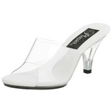 Blanc Transparent 8 cm BELLE-301 Chaussures Mules pour Hommes