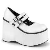 Blanc Vegan 11,5 cm DEMONIA KERA-08 escarpins mary jane plateforme gothic