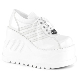 Blanc Vegan 12 cm STOMP-08 bottines plateforme compenses lolita