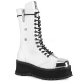 Blanc Vegan 7 cm GRAVEDIGGER-14 bottes demoniacult - bottes plateforme unisex